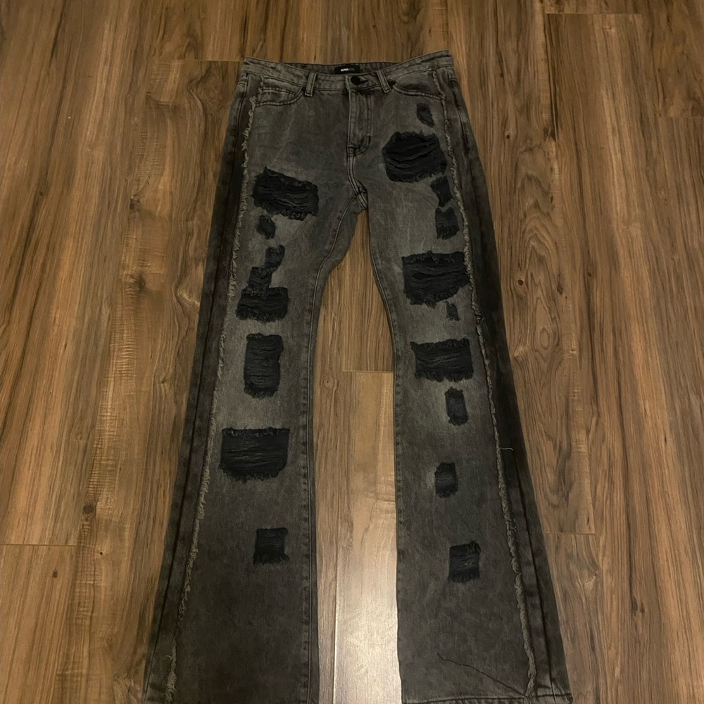 Fashion Nova Men's Straight Jeans - Black and Gray